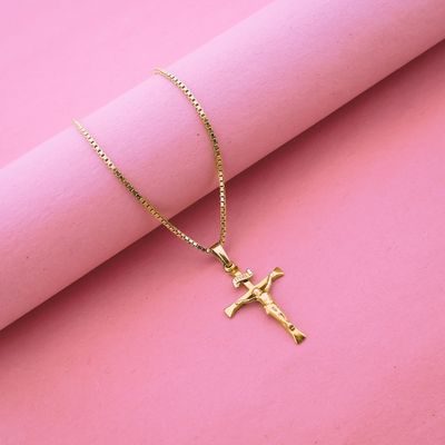 Image 2 of Gold pendant of cross with corpus | INRI