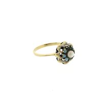 Vintage gold ring with turquoise and pearl