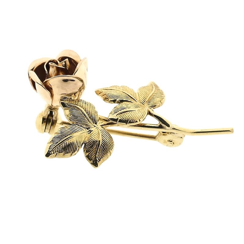 Image 9 of 8-karat bicolor brooch; Vintage/antique | Rose