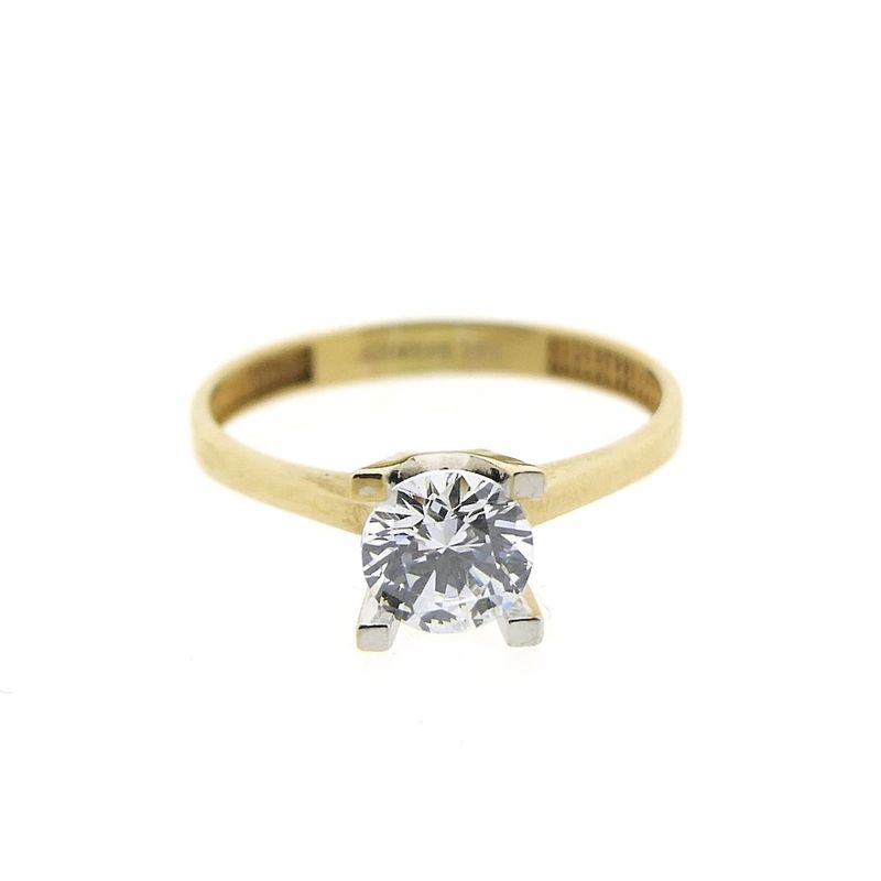 Image 3 of Gold solitaire ring with zirconia stone | Altinbas