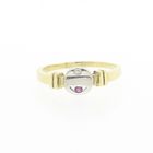 Image 2 of Two-tone gold ring with ruby ​​and diamond; 0.02 ct.