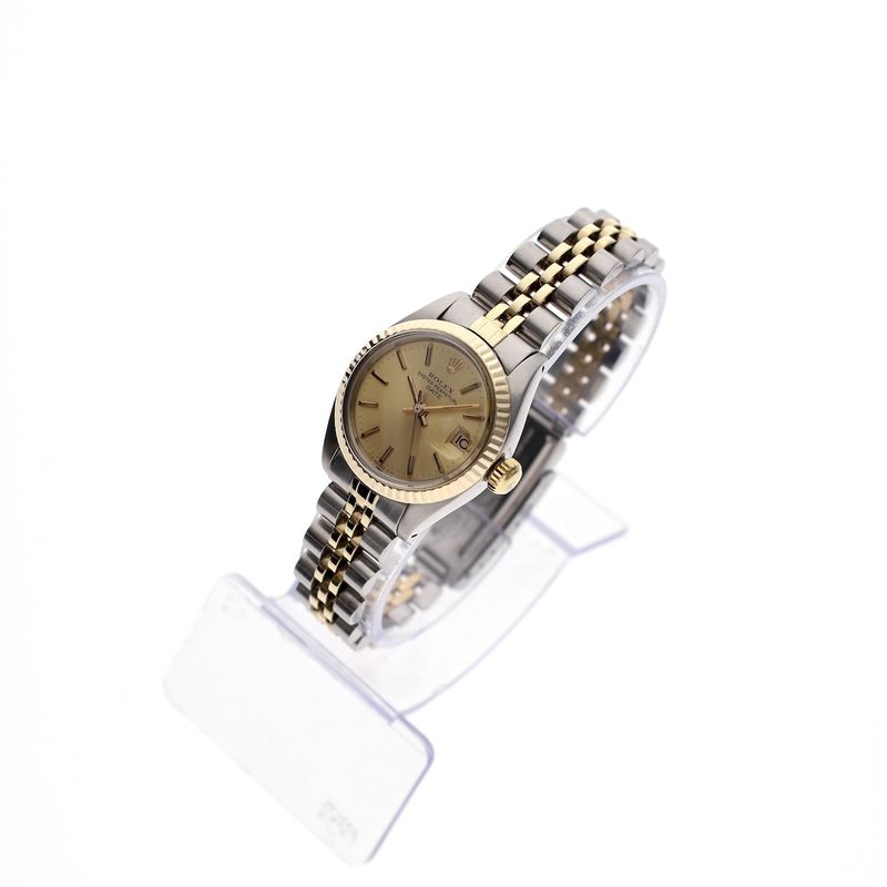 Image 2 of Rolex Oyster Perpetual Lady-Date 26mm 6917; Vintage 18k gold/steel women's watch