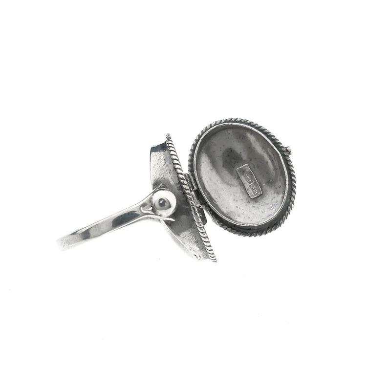 Image 8 of Vintage silver locket ring with blood coral