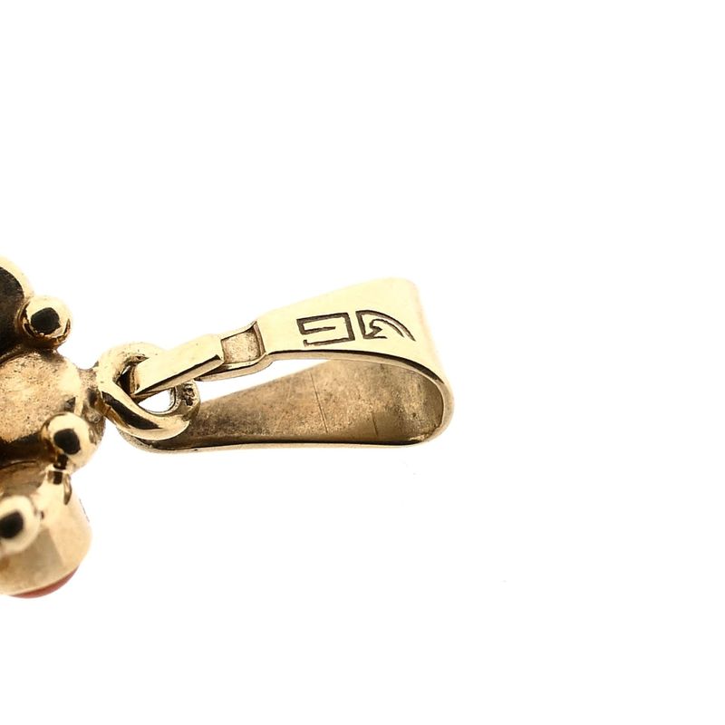 Afbeelding 9 van Gouden hanger met bloedkoraal