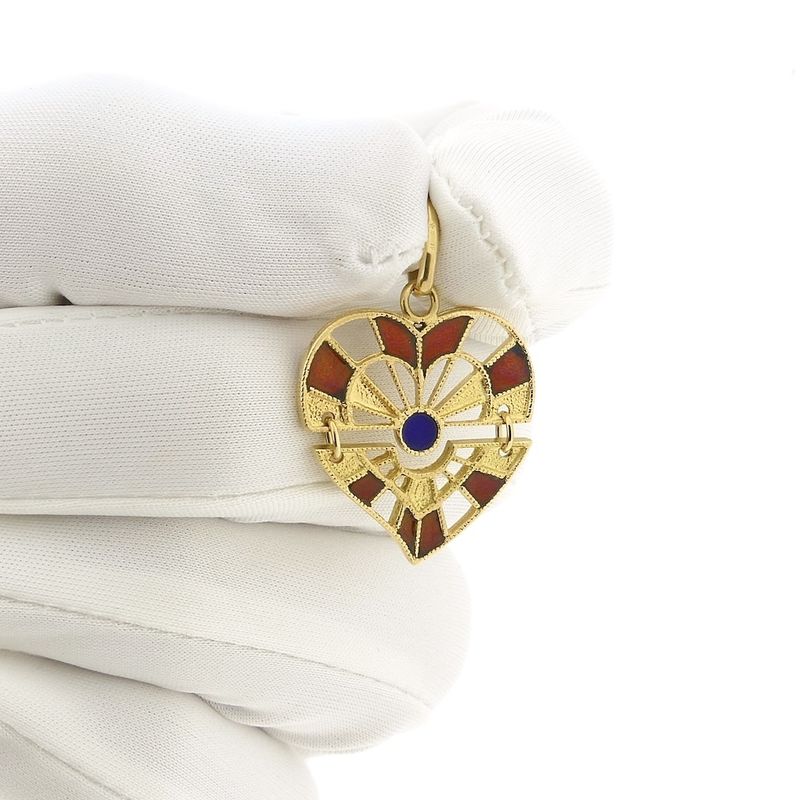 Image 11 of Gold heart pendant with colored enamel