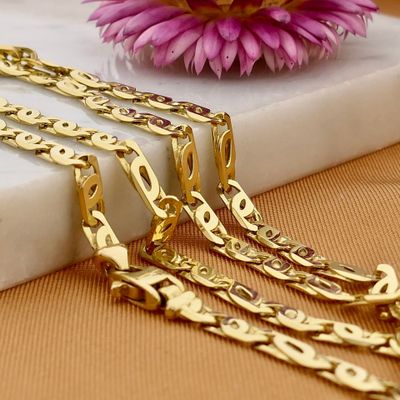 Afbeelding 2 van Gouden valkenoog schakelketting | 50 cm