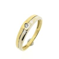 Two-tone gold ring with diamond; 0.02 ct.