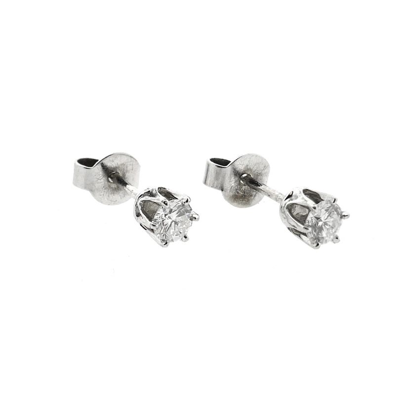 Image 5 of White gold solitaire stud earrings with diamond | 0.36 ct.