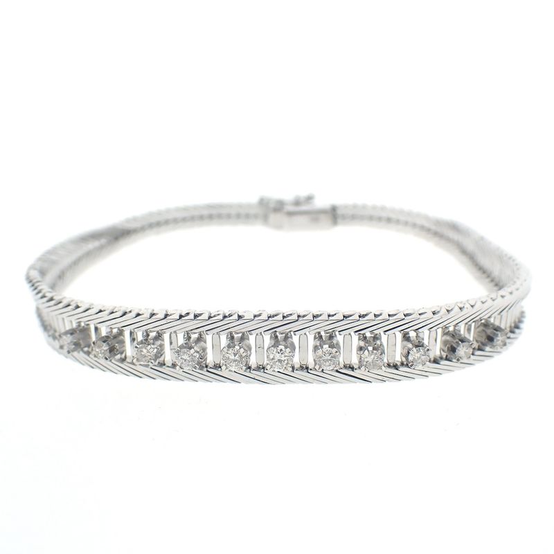 Image 4 of White gold herringbone link bracelet with 0.51 ct. diamonds | 19.0 cm