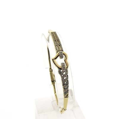Image 1 of Gold heart bracelet with zirconia | 19 cm