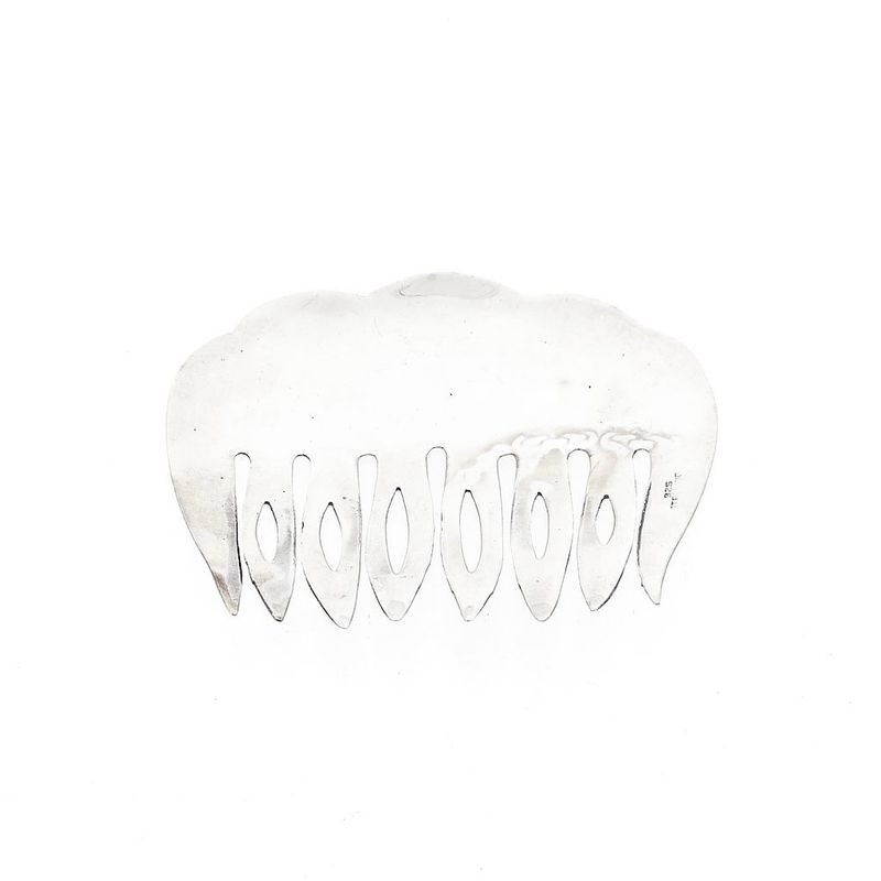 Image 4 of Vintage Silver Hair Comb with Butterflies