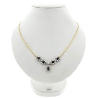 18K Yellow Gold Cardano Link Necklace with Sapphire & Diamonds