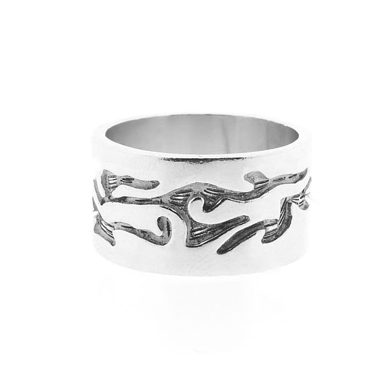 Image 2 of Wide silver ring with tribal