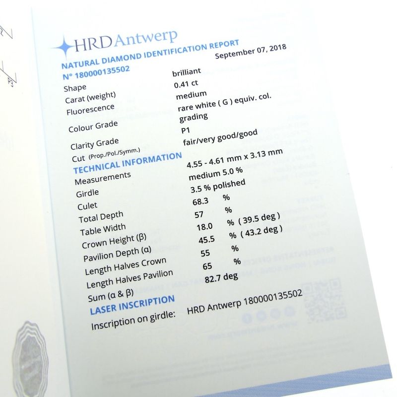 Image 9 of 0.41 ct. Brilliant cut diamond G/I1 + HRD Certificate - Natural diamond