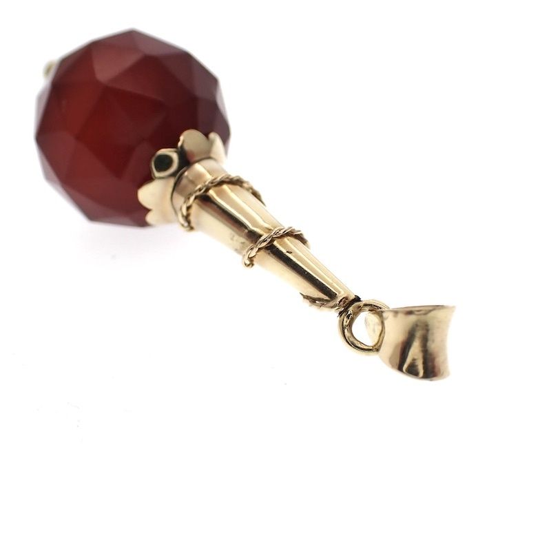 Image 4 of Gold vintage cone pendant with carnelian