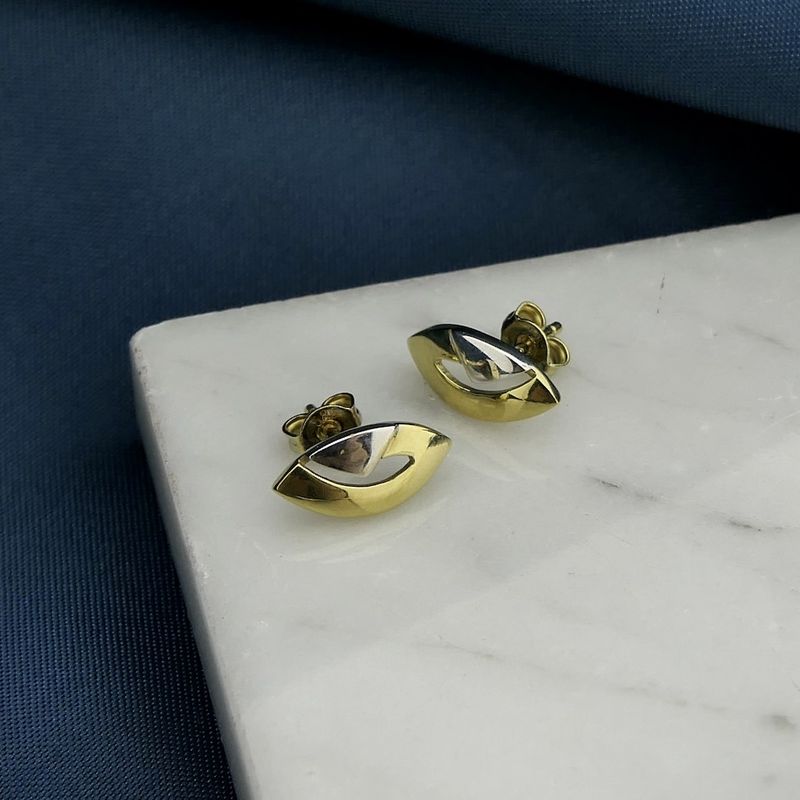 Image 5 of Two-tone gold stud earrings