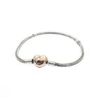 Image 1 of Pandora Moments bracelet; Silver with rose gold-plated clasp; Heart and snake chain | 19.5 cm