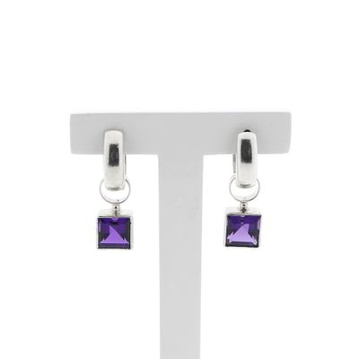 Silver earrings with amethyst Image 1 of Silver earrings with amethyst