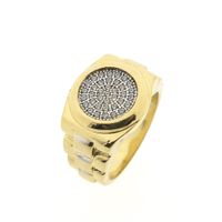 Two-tone gold men's ring with zirconia