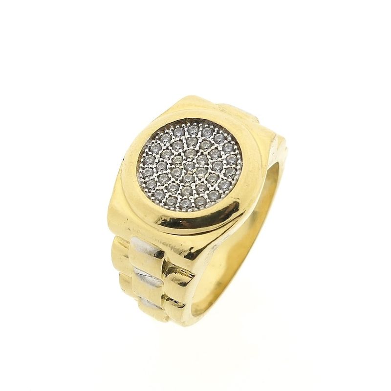 Image 1 of Two-tone gold men's ring with zirconia