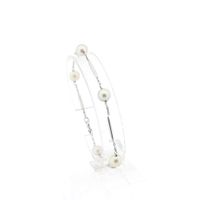 White Gold Bar Link Bracelet with Cultured Pearls