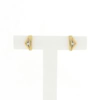 Gold earrings with diamond; 0.01 ct.