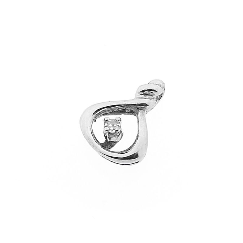 Image 7 of White gold minimalist pendant with diamond; 0.015 ct.