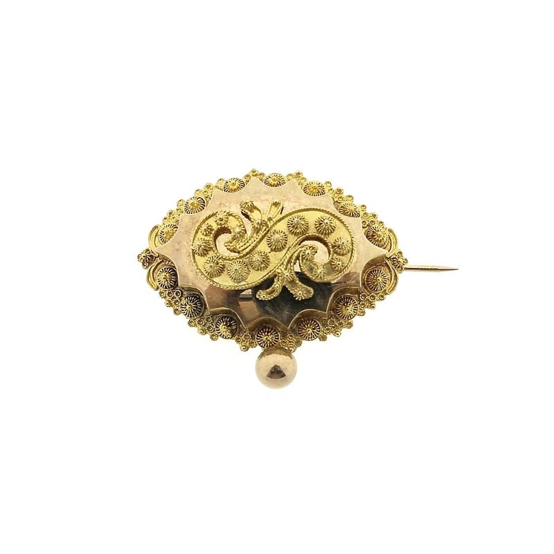 Image 1 of Antique gold brooch of a hat bell