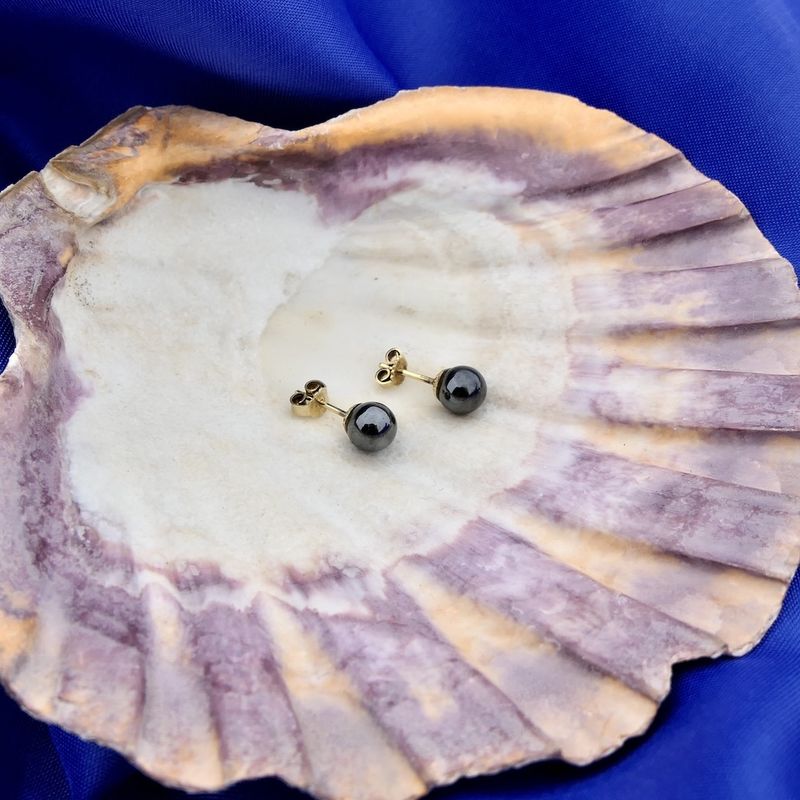 Image 6 of Gold stud earrings with Tahiti pearl