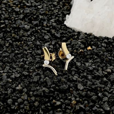 Diamonde Bicolor Gold Earrings with Diamonds; 0.07 ct. Image 2 of Diamonde Bicolor Gold Earrings with Diamonds; 0.07 ct.