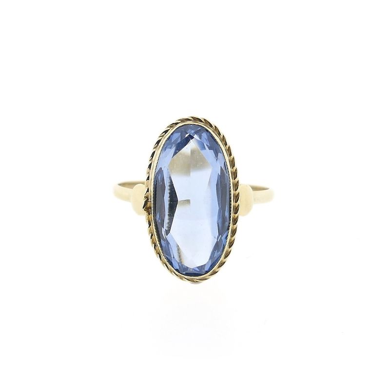 Image 3 of Antique gold ring with aquamarine