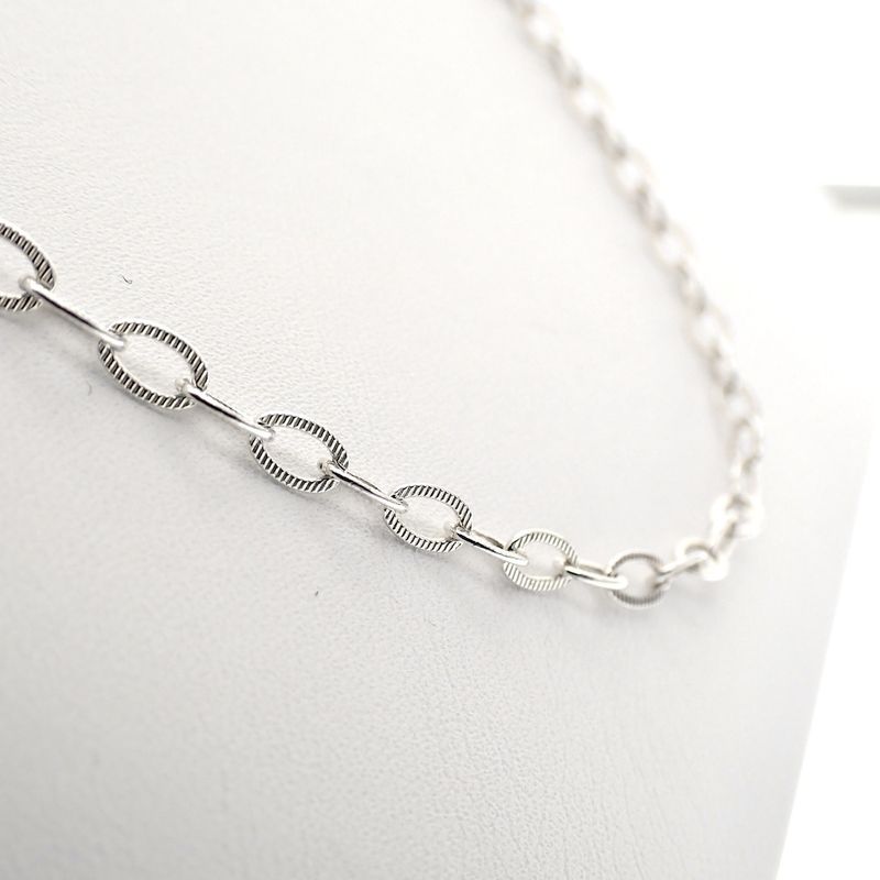 Image 3 of Silver ribbed anchor link chain | 70 cm