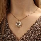 Image 10 of Vintage gold pendant with prasiolite and diamonds; 0.08 ct.