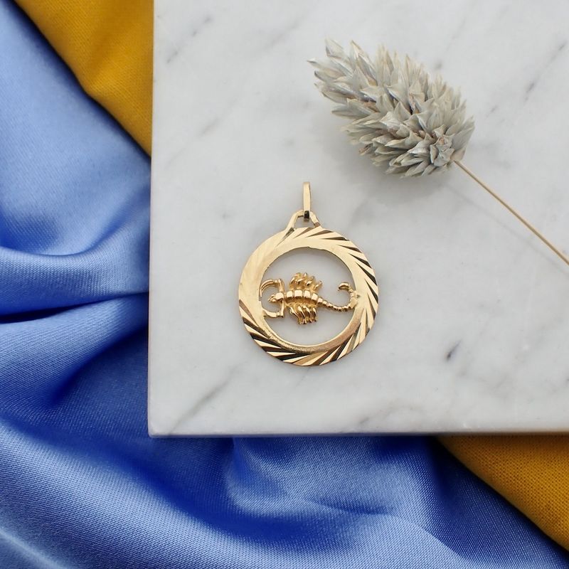 Image 2 of Gold zodiac sign pendant; Scorpio
