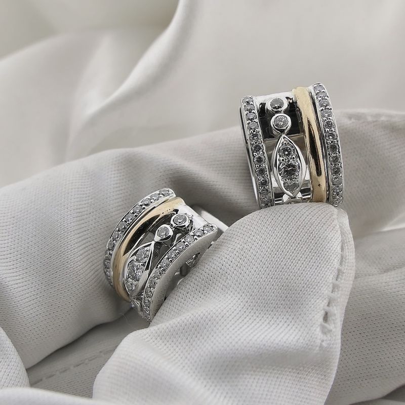 Image 9 of Two-tone gold AL CORO earrings with 0.50 ct. diamonds.