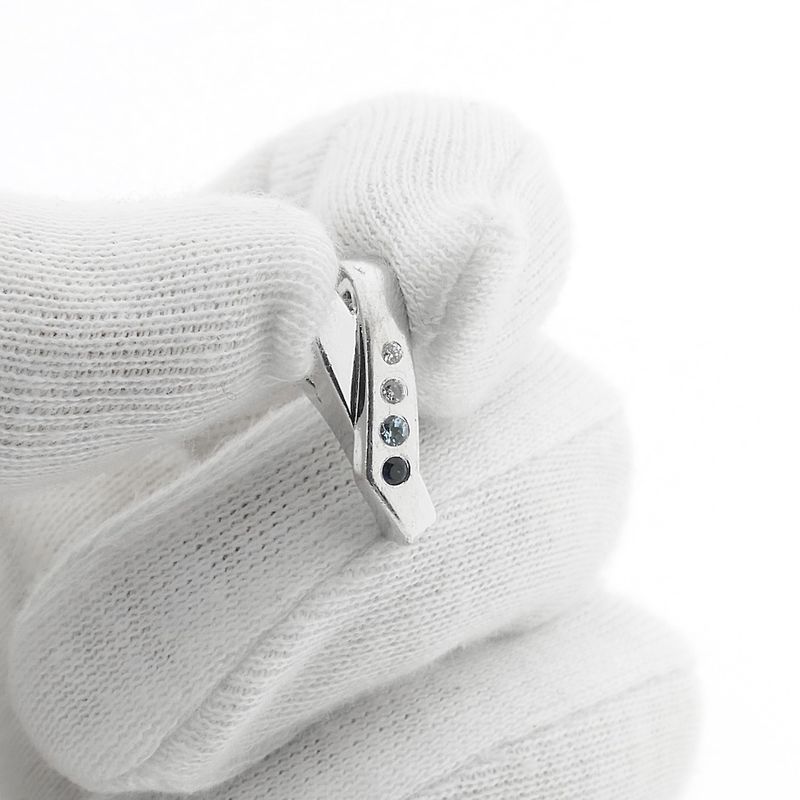 Image 5 of Silver crossover pendant with colored zirconia; Zinzi