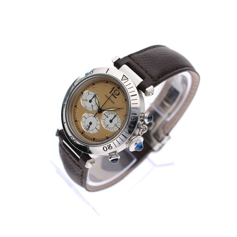 Afbeelding 3 van Cartier Pasha Chronograph 1050 / W31004H3; Unisex Horloge