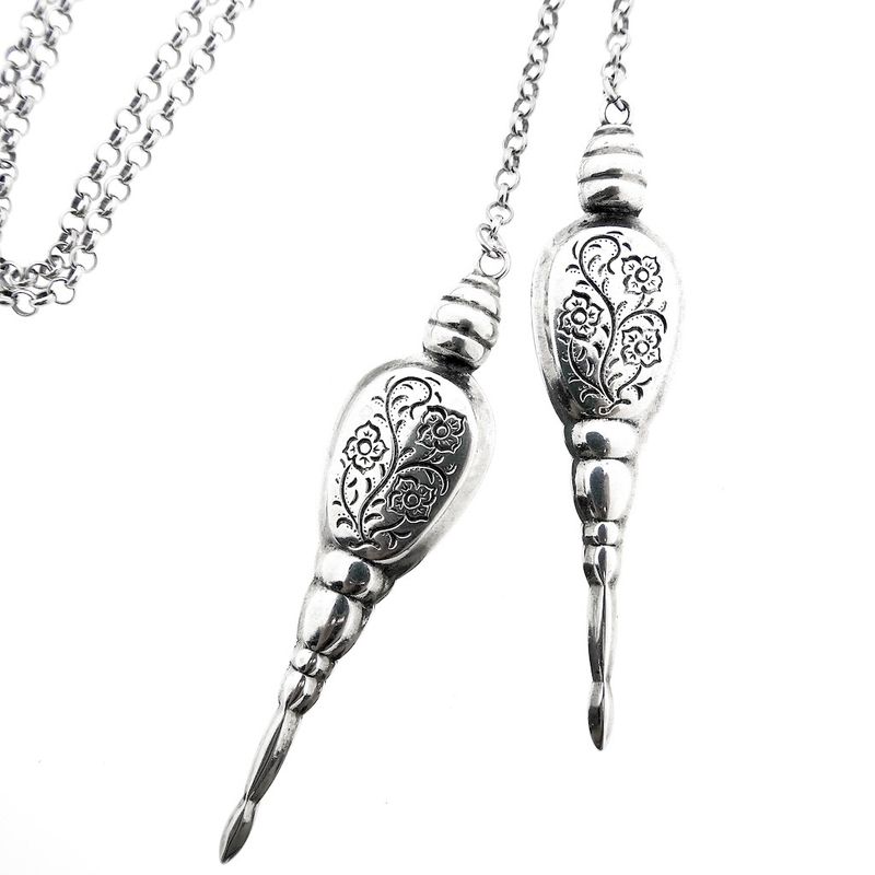 Image 4 of Silver vintage jasseron necklace with fixed pendant | 80 cm