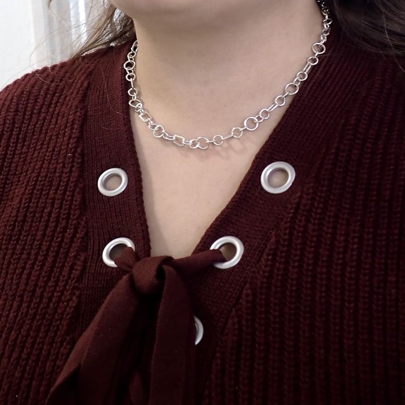 Image 3 of Silver playful anchor link necklace; BIBA | 43-46 cm