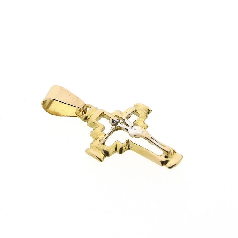 Image 3 of Two-tone gold pendant of a cross with corpus