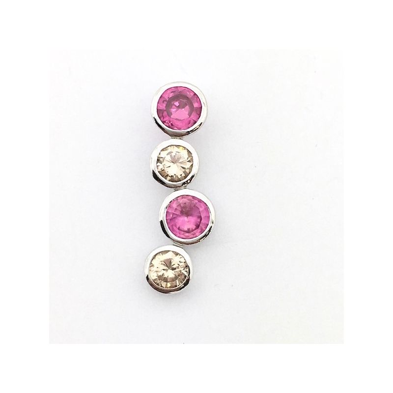 Image 1 of Silver pendant with pink and champagne zirconia stones
