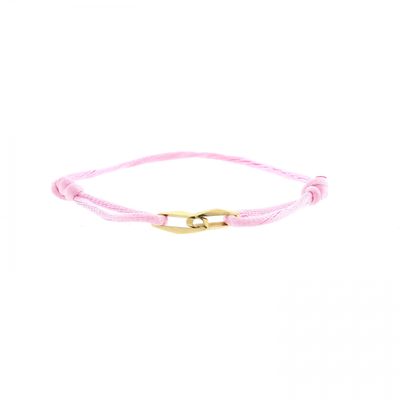 Image 1 of Forever Knots® Handmade Pink Satin Bracelet with Gold Link
