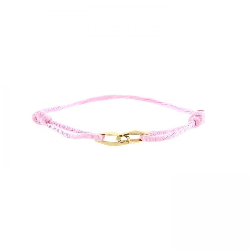 Image 1 of Forever Knots® Handmade Pink Satin Bracelet with Gold Link