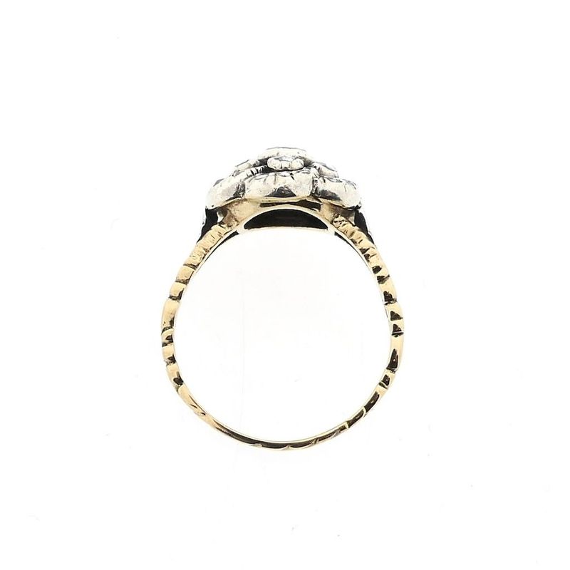 Image 5 of Gold and Silver Ring with Rose Cut Diamonds; approx. 0.65 ct.
