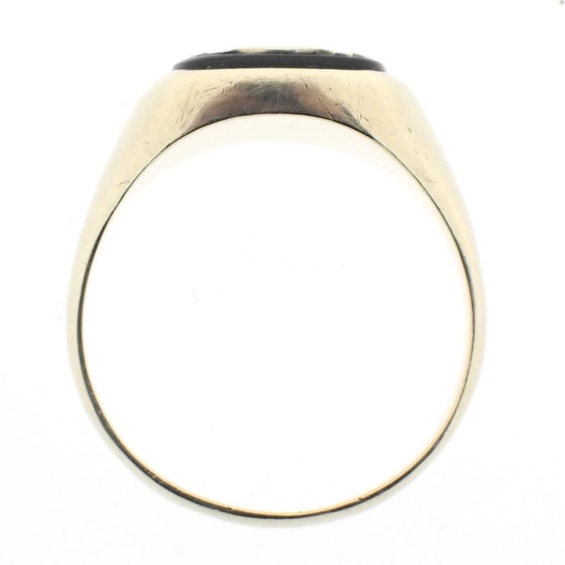 Image 6 of Gold men's signet ring with onyx and family crest
