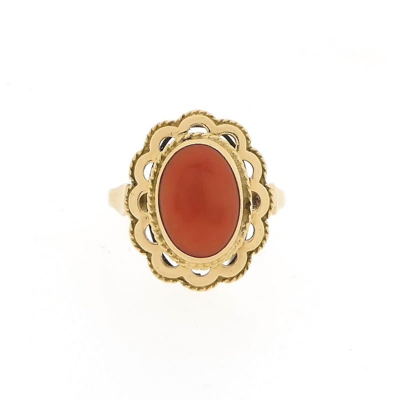 Image 6 of Gold ring with red coral | Vintage