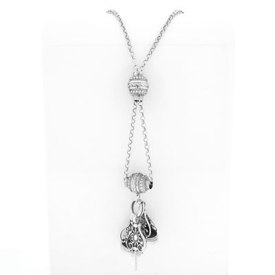 Image 1 of Antique silver watch chain with two signets and watch key | 62 cm