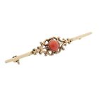 Image 4 of Vintage gold brooch with blood coral; filigree technique