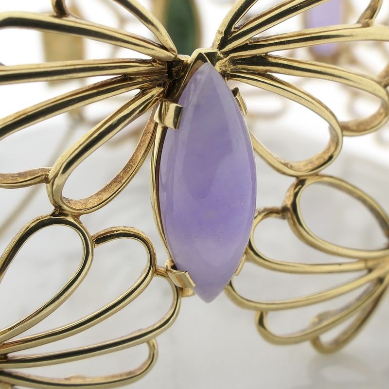Image 5 of Gold bracelet with amethyst and jade