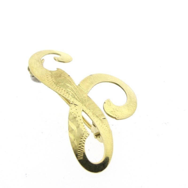 Image 3 of Gold letter brooch; letter J